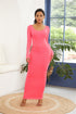round-neck-long-sleeve-maxi-wrap-dress Sophia's Trends - Sophia's Style-Coral-S